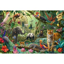 Schmidt Spiele 56485 Colourful Wildlife in the Jungle, 100 Pieces Children's Puzzle