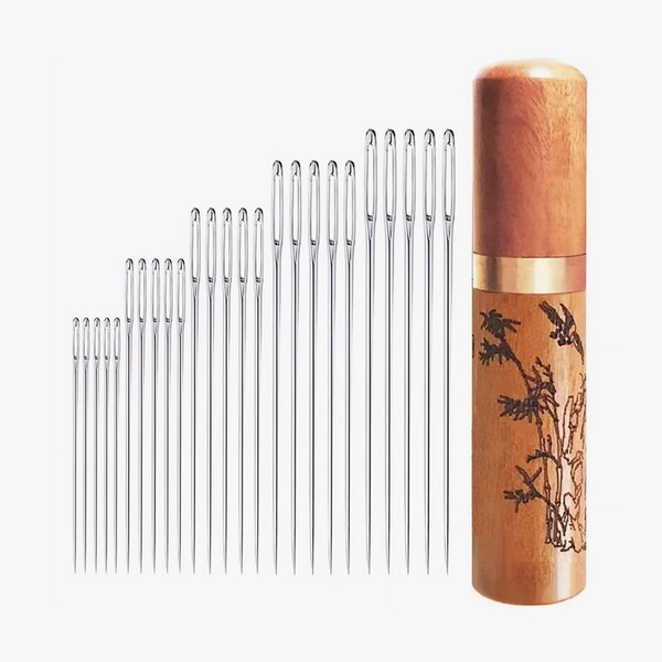 Pence & Moon Collective 25Pcs Self-Threading Embroidery Needles, 5 Size
