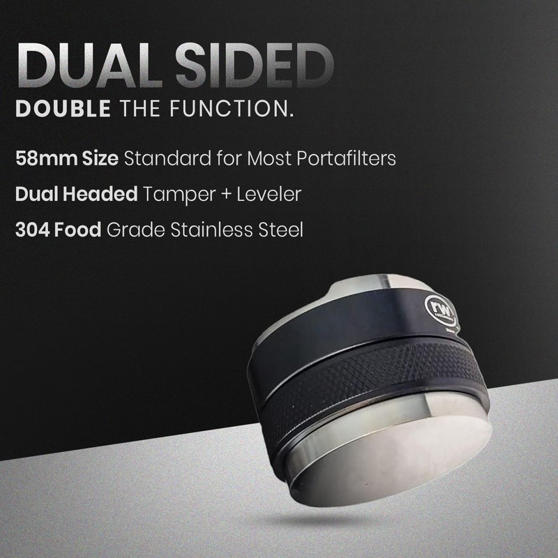 Rattleware 58mm Double-Sided Tamper for Espresso Machines - Versatile Stainless