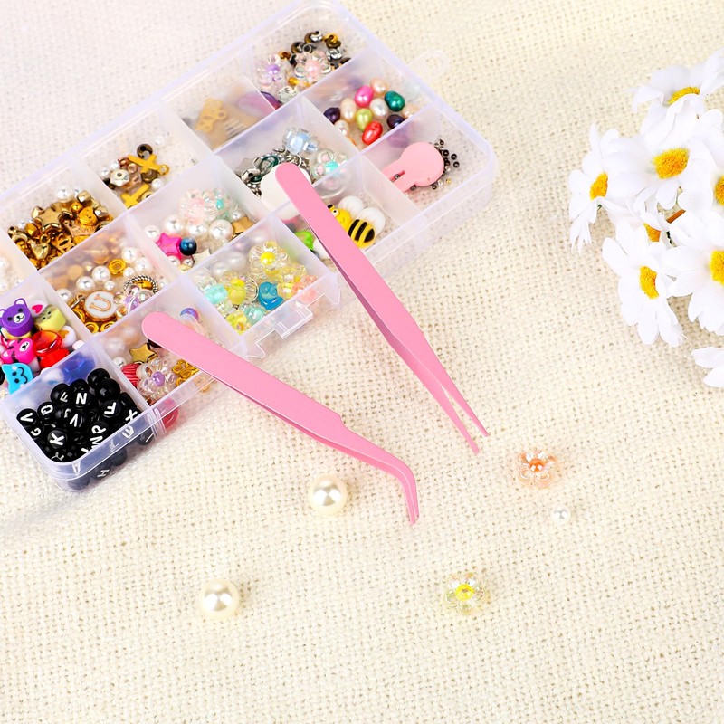 Tweezers for Crafting, 2 PCS Stainless Steel Sticker Tweezers Kit