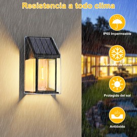 4 Paquetes Luces Solares de Pared para Exteriores, Luz LED de Decorativos del Aplique Solar Impermeable, iluminación para Jardín, Patio, Garaje, Porche, Casa