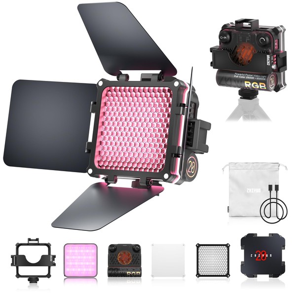 ZHIYUN FIVERAY M20C Combo RGB Video Light, 20W Portable Camera Light, HSI Mode, TLCI 96+, Temperature 2500K-10000K with 9 Light Effects, Support Magnetic Attraction and App with USB-C PD