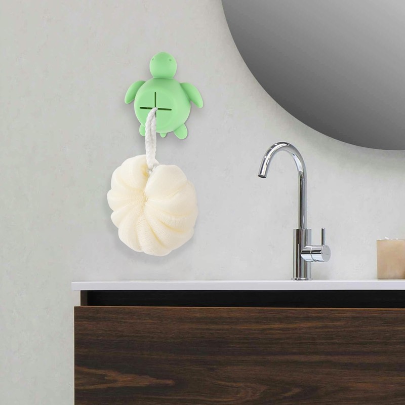 CWGOTC Sea Turtle Self Adhesive Silicone Towel Hook for Bathroom