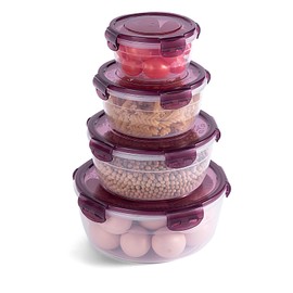 Novasteel 4-Piece BPA-Free Plastic Food Storage Containers Set (S/M/L/XL) with Airtight Lids, Leakproof, Microwave & Dishwasher Safe, Stackable Meal Prep Containers for Lunch, Leftovers & Organizing