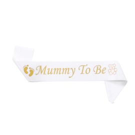 HRLORK Mummy to Be Sash Baby Shower Satin Sash for Mum to Be Party Decoration Party Supplies for Women Gifts（White）