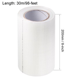 uxcell Drywall Joint Tape Self-Adhesive Fiberglass 8-inch x 98-feet Repair Patch Wall Hole Crack Mesh Size 2.8mm