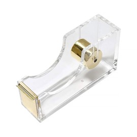 MultiBey Dispensador de Cinta Adhesiva de Oro de Acrílico Transparente de 1 Pulgada con Cortador de Cinta para Escritorio, Idea de Regalo para Oficina y Escuela (Oro)