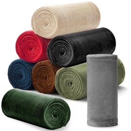 8 Pcs Flannel Fleece Throw Blanket Bulk 50 x 60 in Soft Fleece Throw Blankets Coral Bed Sofa Bulk Color Winter Warm Pet Blanket for Home Office Wedding Season Gift Homeless Donation (Dark Colors)