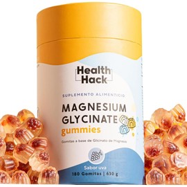 Health Hack Glicinato de Magnesio en Gomitas | 180 Gummies para 3 meses | 410mg por porción | Suplemento Alimenticio de Magnesium Glycinate para Adultos | Sin Azúcar, Sin Colorantes Artificiales
