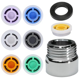 Grafner Flow limiter set 1/2 inch, up to 80% water saving, 9 piece set, adjustable 4-12 litres, silver, solid brass, saving insert, water limiter set, water saver, flow limiter