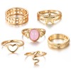 ZZ ZINFANDEL 6PCS Gold Snake Heart Star Stackable Ring Sets