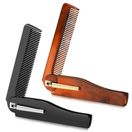 2PCS Folding Beard Comb, Beard Combs for Men, Fine Tooth Comb, Portable Pocket Comb for Beard and Hair, Hair Comb for Travel and Daily Use
