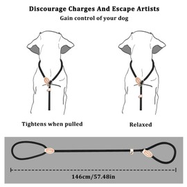 KYSUN 1.5 m Dog Lead, Black Strong Dog Training Lead, Adjustable Lead for Dogs, Adjustable Slip Lead, Non-Slip Dog Lead, Training Lead for Small, Medium, Large Dogs