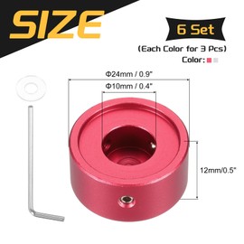 sourcing map 6 Pcs Footswitch Toppers Guitar Pedal Button Caps Metal Footswitch Top Cover 3/8" for Guitar Effects Pedal Buttons, Silver, Red