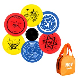 NQV Disc Golf Set with Bag,Disc Golf Beginner Set,6 Pack Flying Discs with Putters Drivers Mid Ranges+1 Bag for Beginner Kid Aged 6+ Adults Indoor Outdoor
