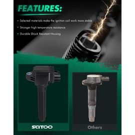 SCITOO 4 ignition coils wilth 4 iridium Spark Plugs,for Ford Transit Connect 1.6L 2014-2016,for Fusion 1.6L 2013-2014,for Fiesta 1.6L 2014-2016,for Escape 1.6L 2013-2016 UF674 C871, GN10644