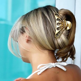Camila Paris CP3055 - Pinzas para el pelo francés para mujer, para cabello grueso y volumen, color dorado, pinzas para el pelo para niñas, modernas y duraderas y elegantes accesorios para el cabello para mujer, agarre fuerte, agarre antideslizante, fabric
