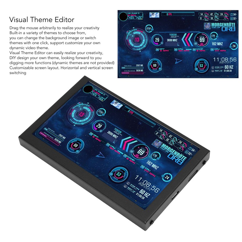 5 Inch Computer Temp Monitor HD Multimedia Interface PC Temperature