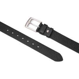 TEAMMAO Men's Full Leather Belt 38 mm Wide Black Brown Denim Belt Leather Men's Leather Belt Can Be Shortened Casual Belt with Gift Box, black