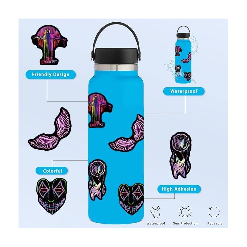 Neon Stickers 100 Pcs, Cool Graffiti Neon Stickers for Children