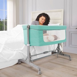 Dream On Me Zimal Bassinet & Bedside Sleeper/Breathable Mesh Panels/Airflow & Easy Visibility/Adjustable Height Options/Lightweight/Mobile/JPMA Certified/Mint