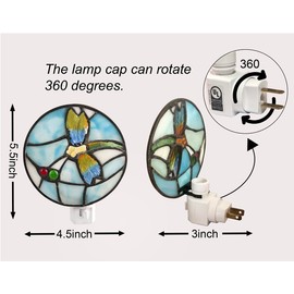 DUONAYU Stained Glass Dragonfly Night Light, Bedroom Bedside Night Light, Suitable for Living Room, Corridor, Children's Room,Night Light for Kids Plug into Wall.DYM9012