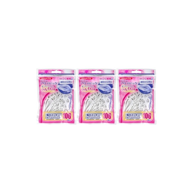 DentalPro Fresh Floss Picks, 100 Count x 3 Pack