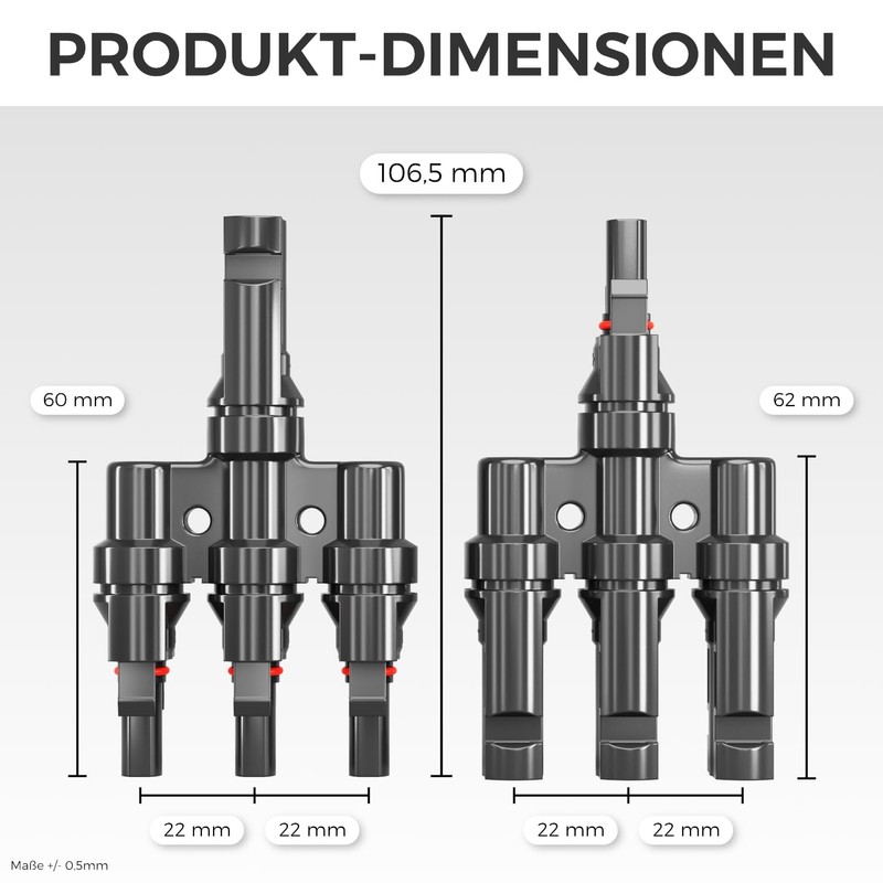 deleyCON PV4 Solar 3-Way Y Plug Pair 1500 V Male/Female