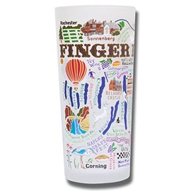 Catstudio Drinking Glass, Finger Lakes Frosted Glass Cup for Kitchen, Bar Glass Drinking Glasses, Everyday Drinking Cup or Cocktail Glass, 15oz Dishwasher Safe Glass Tumbler, Wedding Gifts