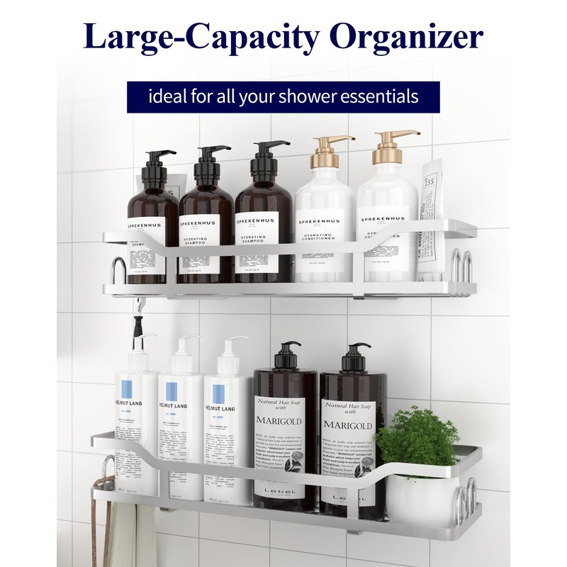 Kitsure Shower Caddy Extra Large - Adhesive Shower Organizer, Stainless