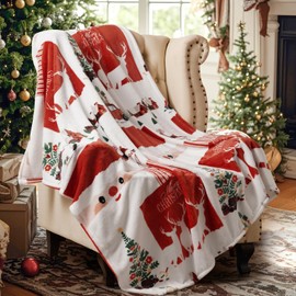 PHF Ultra Soft Fleece Christmas Blanket Single Size 130x150cm, No Shed Luxury Plush Cozy Flannel 280GSM Lightweight Throw Blanket for Bed, Couch, Chair, Sofa Suitable for All Season, Christmas Island