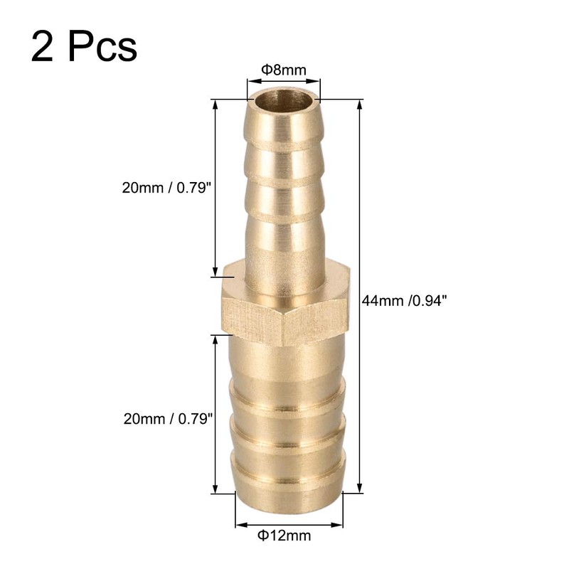 sourcing map Straight Brass Barb Fitting Reducer, Fit Hose ID