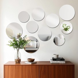 10 Pack Round Mirrors for Centerpieces, 10inch Circle Mirror Centerpieces for Tables, Mirror Tiles for Wall Table Wedding Centerpieces Mirror Plates for Candle Wedding DIY Craft Decorations