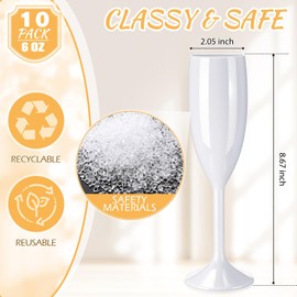 Zopeal 60 Pcs Plastic Champagne Flute Glasses and Bow Set 6 oz Acrylic Wedding Toasting Flute Goblet with 50 Pcs 3.5" Bow Reusable Unbreakable Wine Cups for Bachelorette Bridal Shower(White and Black)