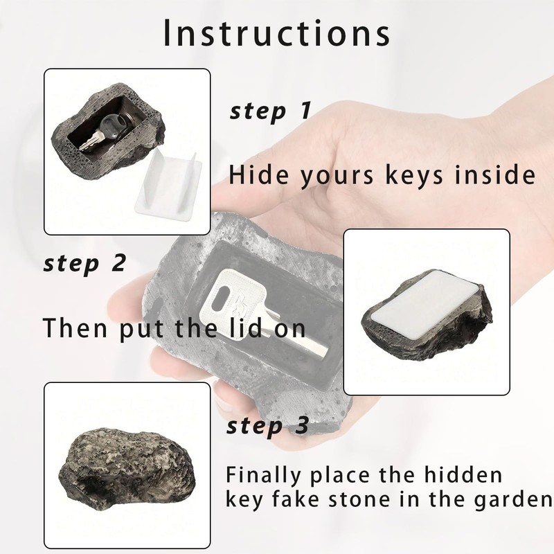 Quixotical Stone with secret compartment, key hiding place for outdoors,