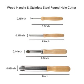 4 Pack Stainless Steel Circular Clay Hole Cutters for Pottery and Sculpture 4 Sizes Wood Handle Hole Cutter Drilling DIY Clay Modeling (Wood Handle 4 Pack)
