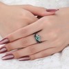 IRROYA Natural Pear Cut Moss Agate Bridal Ring Set: 6x9mm