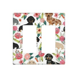 Dachshund Dog 2 Gang Double Rocker/Decora Light Switch Cover Decorative Outlet Wall Plate Electrical Faceplate for Home Family Art Decor