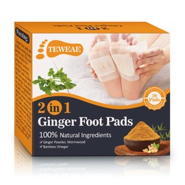 TEWEAE 2 in 1 Foot Pads, 20 Pads Tear and Use Pure Ginger Bamboo Wormwood Foot Pads, Bigger Adhesive ''Stay in Place'' Goodnight Pads