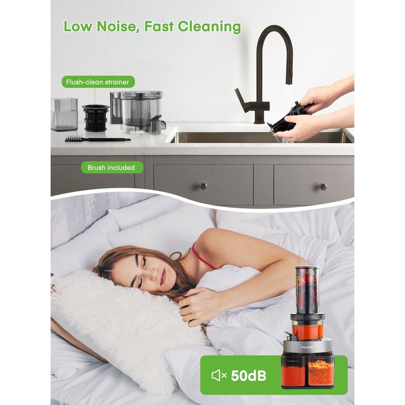 Fohere Cold Press Juicer, Juicer Machines Vegetable and Fruit with