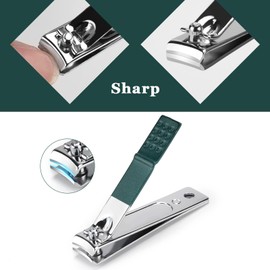 XMOSNZ Manicure Set Stainless Steel Nail Clipper Kit Professional Mens Grooming Kits Face Hand Foot Skin Care and Nail Care Tools with Leather Travel Case (12 Piece Set, Green)