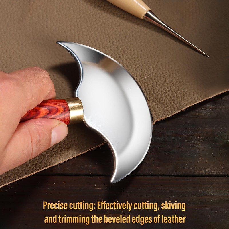 Coowolf Leather Knife with Wooden Handle, Leather Working Tools for
