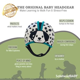 SafeheadBABY Casco di sicurezza per bambini pluripremiato per gattonare e camminare Caschi di protezione per la testa del bambino Traspiranti ed espandibili - Blu dalmata