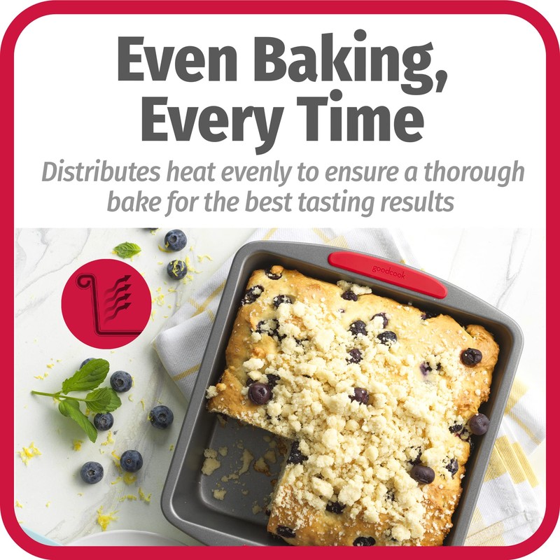 GoodCook MegaGrip Baking Pan with Silicone Grip Handles Square Non-Stick