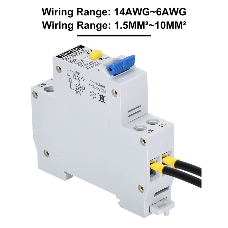 DIHOOL Type a RCBO ELCB RCD 18mm width Circuit Breaker(30mA