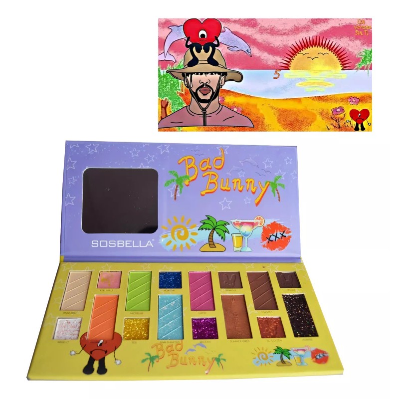 Sosbella Paleta De Sombras Ojos Inspirada Bad Bunny Sosbella 16tonos