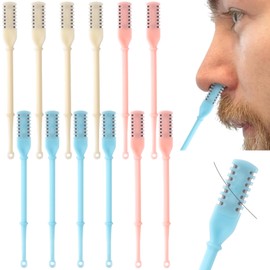 Isslly 12PCS Double Sided Nose Hair Cutters, 360 Degree Nose Hair Remover Tool, 2-in-1 Nasal Hair Trimmer for Men Women (Creamy White, Blue, Pink)