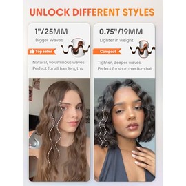 SHEGLAM 0.75" Deep Waver for Short Hair Lightweight, Dual Voltage, Smart Timer Hair Tool Crimper Double Barrel & Adjustable Temps Anti-Scald, Easy to Use