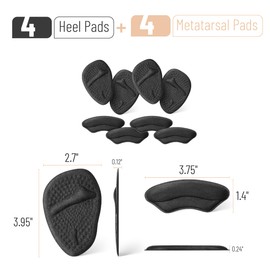 Dr. JK- Metatarsal Pads Women, 8 pcs, Black, Heel Pads for Shoes Women, Ball of Foot Cushions, Ball of Foot Cushions