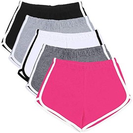 URATOT 5 Pack Women's Cotton Yoga Dance Short Pants Sport Shorts Summer Athletic Cycling Hiking Sports Shorts